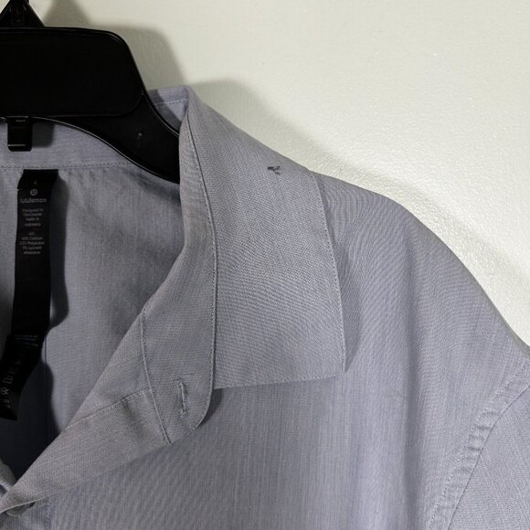 Lululemon Shirt Mens Large Blue Active wear Airing Easy Short Sleeve Button Up - Picture 3 of 7
